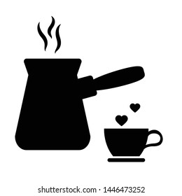 coffee turk icon vector, copper turkish coffee