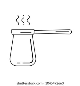 Coffee turk vector line icon isolated on white background. Turkish coffee pot line icon for infographic, website or app.