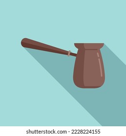 Coffee turka icon flat vector. Hot drink. Morning caffeine