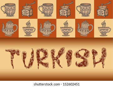 coffee, turkish, background, card.