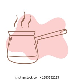coffee turkish cezve brewing icon line and fill vector illustration