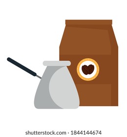 coffee turkish jar and beans bag design of drink caffeine breakfast and beverage theme Vector illustration
