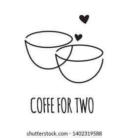 Coffee for two. Two cup and heart