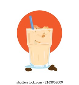 Coffee types, coffee beans, iced white mocha vector illustration.