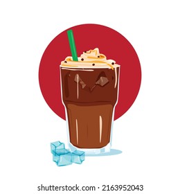 Coffee types, ice mocha vector illustration.
