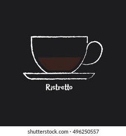 Coffee types : ristretto icon in chalk style