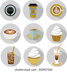 Coffee types vector set
