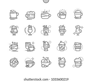 Coffee Types Well-crafted Pixel Perfect Vector Thin Line Icons 30 2x Grid for Web Graphics and Apps. Simple Minimal Pictogram