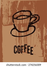 Coffee. Typographic retro poster for restaurant, cafe or coffeehouse. Vector illustration.
