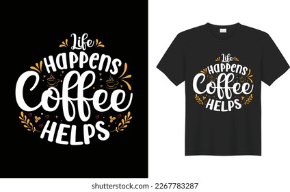 Tipografía del café, caligrafía, letras, dibujo a mano, afiche, impresión divertida Diseño de camisetas Vectoras. Vintage, Good, best, hot, olor, love cito citas archivos de corte SVG. Bebida, texto, negro, eslogan, inspirador