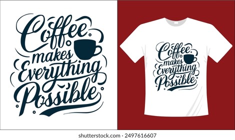 Coffee typography calligraphy t-shirt design illustration 