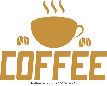 Coffee typography clip art design on plain white transparent isolated background for card, shirt, hoodie, sweatshirt, apparel, card, tag, mug, icon, poster or badge