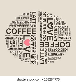 coffee typography cloud background design
