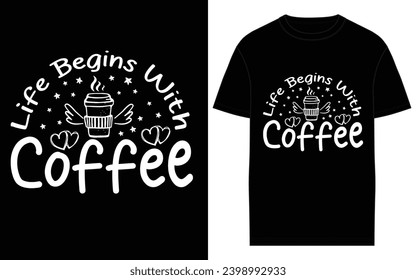 coffee typography and lettering t-shirt design vector
