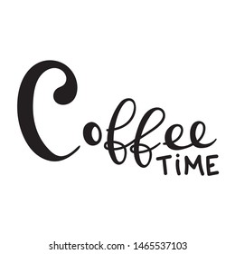 Coffee typography sign. Coffee text for decoration. Sign template. Coffee  lettering hand drawn. Calligraphy for unique logo. Decorative type for home decor, print.

