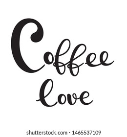 Coffee typography sign. Coffee text for decoration. Sign template. Coffee  lettering hand drawn. Calligraphy for unique logo. Decorative type for home decor, print.
