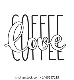 Coffee typography sign. Coffee text for decoration. Sign template. Coffee  lettering hand drawn. Calligraphy for unique logo. Decorative type for home decor, print.
