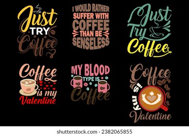 Coffee Typography T shirt Bundle Vector  Design