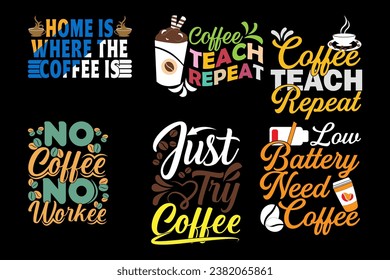 Coffee Typography T shirt Bundle Vector  Design