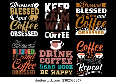 Coffee Typography T shirt Bundle Vector  Design