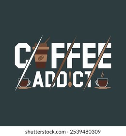 Coffee typography t shirt design illustration vectors background design cup mog design