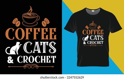 Coffee typography t-shirt design. Perfect for print items and bags, posters, cards, vector illustration. Isolated on black background
