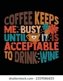 Diseño de camisetas para tipografía de café para su negocio, diseño de plantillas vectoriales