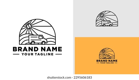 COFFEE VAN LOGO POSTER T SHIRT ILLUSTRATION LINE PLAYFUL EDITABLE