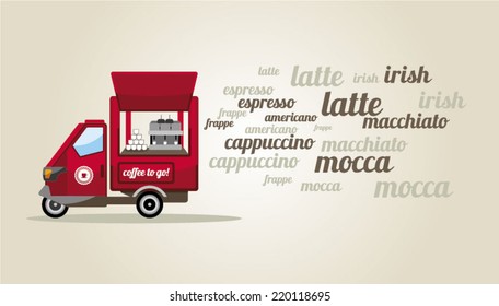 Coffee Van. Vector Illustration.