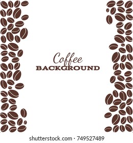 Coffee vector background. Coffee beans in cartoon flat simple style.