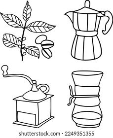 Coffee Vector Clip Art, Black and White