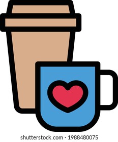 icono de línea de color de vector de café