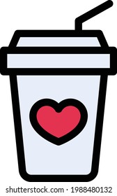 icono de línea de color de vector de café