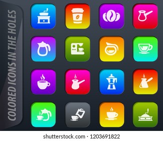 Coffee vector colored icons in the holes easily adapt to any background