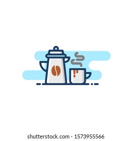 Coffee vector conceptual design idea for sticker, web line page, wallpaper, background and more