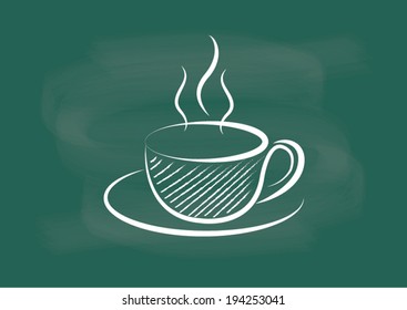 coffee, vector of coffee drawing on blackboard chalk