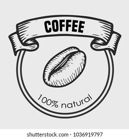Coffee vector engraving  label. Hand drawn engraved vector sketch etch illustration. 