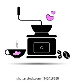 coffee vector grinder drink cup illustration hot machine black cafe icon mug
