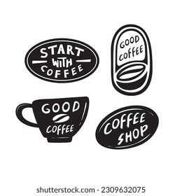 Coffee vector icon logo design template using for coffee shop labels, badges, emblem.