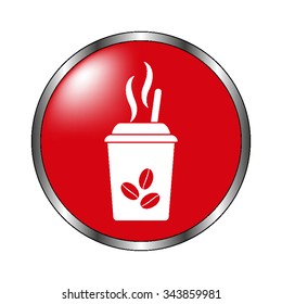 coffee - vector icon  on the red button