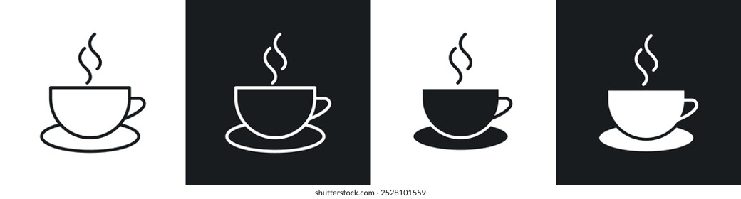 Coffee vector icon set in black and white