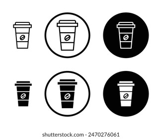 Coffee vector icon set. hot coffee takeaway paper cup symbol. disposable plastic coffee drink glass icon suitable for apps and websites UI designs.