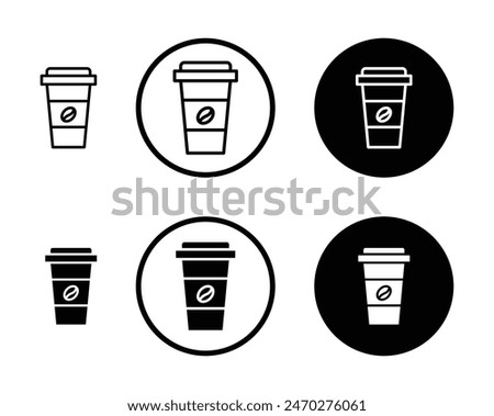 Coffee vector icon set. hot coffee takeaway paper cup symbol. disposable plastic coffee drink glass icon suitable for apps and websites UI designs.