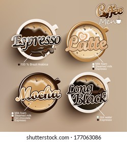 Coffee vector icon set menu.