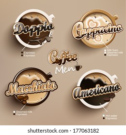 Coffee vector icon set menu.