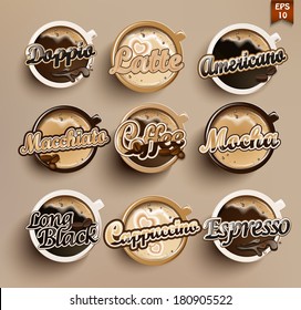 Coffee vector icon set menu. 