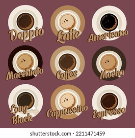 Coffee vector icon set menu.