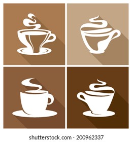 Coffee vector icon set with shadow effect