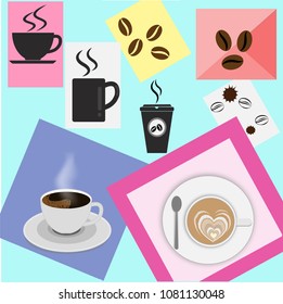 Coffee vector icons, vector illustration