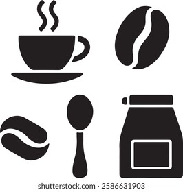 Coffee vector icons set - cappucino, latte, coffee drinks design - cafe, cafeteria, restaurant concept.